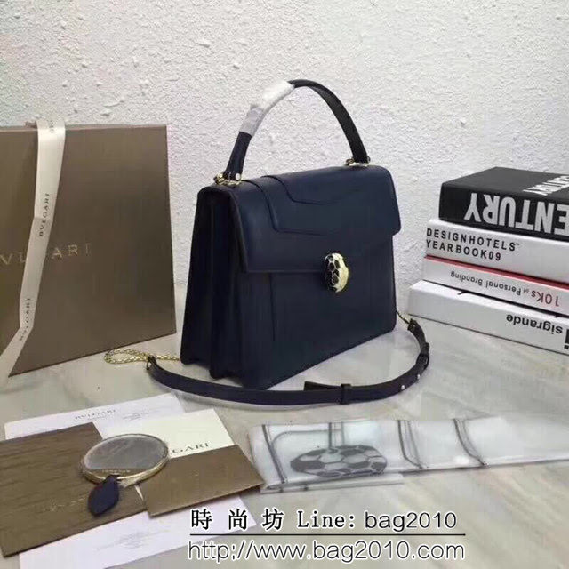 BVLGARI寶格麗 頂級牛皮大號蛇頭包 蛇首搭扣 手提肩背包 可拆卸肩帶 38629 FYD1170